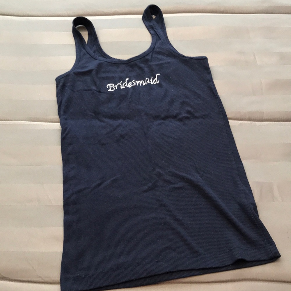 Bridesmaid Rhinestone Tank Top Navy Blue